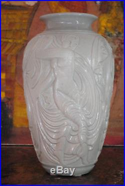 1920/1930 Mougin Conde Rare Vase Gres Aux Danseuses Dancer Ceramique Art Deco