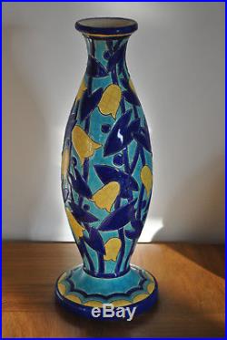 1920/1930 Superbe Vase Longwy Art Deco Rare Decor Floral Rare Forme