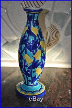1920/1930 Superbe Vase Longwy Art Deco Rare Decor Floral Rare Forme