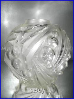 1920-30 D. Guéron (degué) Et É. Cazaux Gros Vase En Verre Soufflé-moulé Art Déco