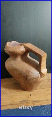1950 Pichet Bois Sculpte Brutaliste Design Ecole Noll Jouve Picasso Intact