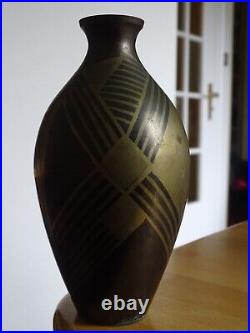 1 ANCIEN VINTAGE VASE LAITON DINANDERIE ART DECO ht 17 cm 1 ANCIEN VINTAGE VASE LAITON DINANDERIE ART DECO ht 17 cm