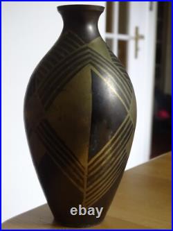 1 ANCIEN VINTAGE VASE LAITON DINANDERIE ART DECO ht 17 cm 1 ANCIEN VINTAGE VASE LAITON DINANDERIE ART DECO ht 17 cm