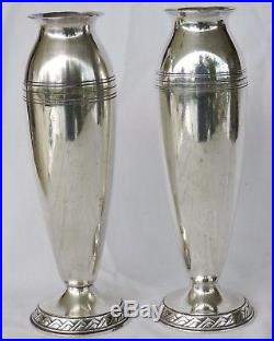 2 Vases Art Deco En Metal Argente Christofle