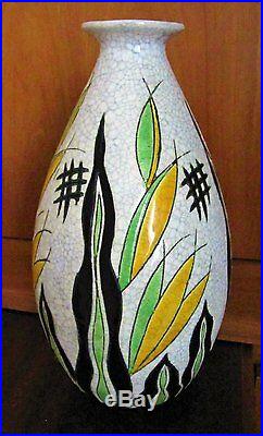 2 vases Keramis Art Déco en céramique à motifs floraux cachet de La Louvière