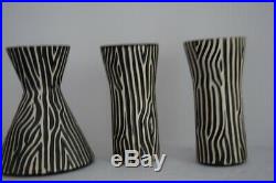 3 vases céramique Faïence Design Saint Clément vintage années 50 60 70 Zèbre