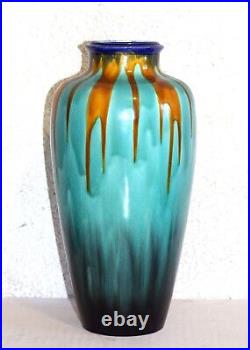 ANCIEN GRAND VASE ART DÉCO FAÏENCE ORCHIES MOULIN DES LOUPS HAUTEUR 40 cm