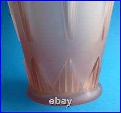 ANCIEN VASE VERRE SIGNE ESPAIVET 1930 ART DECO GLASS VASE SIGNED ROSE h 30cm