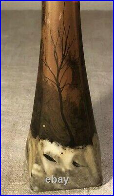 ART DECO Vase en verre motif Lacruste Signé LEGRAS Hauteur 24 Cm