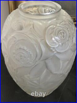 ART DECO Vase en verre pressé moulé ARRERS FRANCE