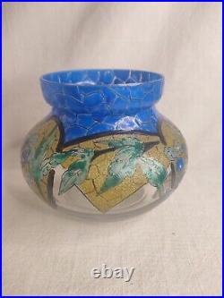 Adrien Mazoyer 1887-1950 Vase Art-Déco en verre émaillé signé