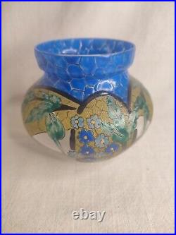 Adrien Mazoyer 1887-1950 Vase Art-Déco en verre émaillé signé
