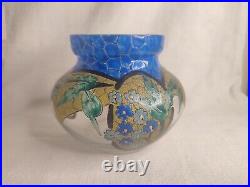 Adrien Mazoyer 1887-1950 Vase Art-Déco en verre émaillé signé