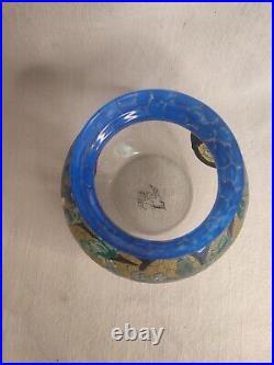 Adrien Mazoyer 1887-1950 Vase Art-Déco en verre émaillé signé