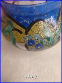 Adrien Mazoyer 1887-1950 Vase Art-Déco en verre émaillé signé