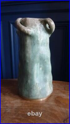 Alexandre Bigot (1862-1927) Vase Grès Art Nouveau Déco Signature 22 cm
