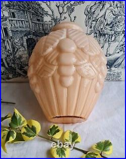 Ancien Gros Vase Boule Art Deco En Opaline Rose
