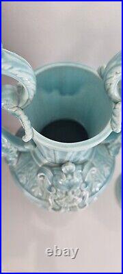 Ancien Paire De vases art déco céramique Antique Vase blue Flower Pot Ceramics