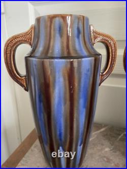 Ancien Paire Vase Céramique Emaillée Amphore Art Déco VIERZON Louis Gueule Ancien Paire Vase Céramique Emaillée Amphore Art Déco VIERZON Louis Gueule