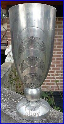 Ancien Tres Grand Vase En Aluminium D'art Art Deco Dn2541