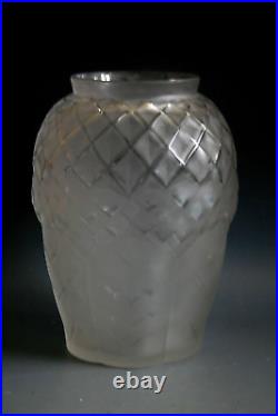 Ancien Vase Art Deco Andre Hunebelle Feuillage En Verre