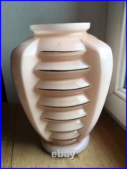 Ancien Vase Oplaine Rose Art Deco Moderniste
