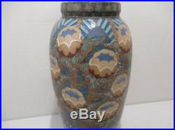 Ancien Vase Revernay Digoin Sarreguemines Art Deco Ceramique Emaillee