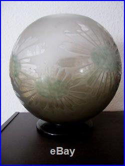 Ancien grand vase boule le verre français Charder Schneider art déco