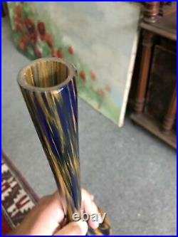 Ancien grand vase pate de verre signé mulaty orange bleu art deco