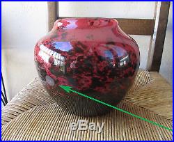 Ancien superbe vase Daum # Nancy France en verre doublé et moucheté Art Déco
