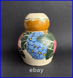 Ancien vase Art Deco céramique signé BETZY AUGERON vers 1930 décor floral France Ancien vase Art Deco céramique signé BETZY AUGERON vers 1930 décor floral France