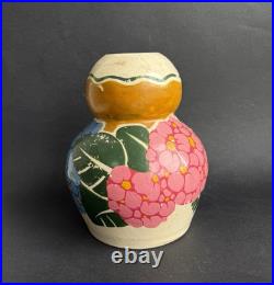 Ancien vase Art Deco céramique signé BETZY AUGERON vers 1930 décor floral France Ancien vase Art Deco céramique signé BETZY AUGERON vers 1930 décor floral France