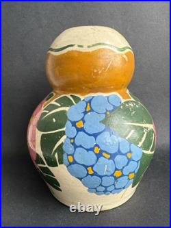Ancien vase Art Deco céramique signé BETZY AUGERON vers 1930 décor floral France Ancien vase Art Deco céramique signé BETZY AUGERON vers 1930 décor floral France