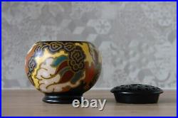 Ancien vase à fleurs en faïence de Hollande Gouda période art déco vers 1920