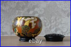 Ancien vase à fleurs en faïence de Hollande Gouda période art déco vers 1920
