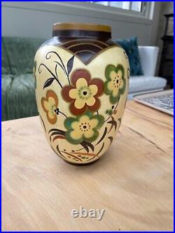 Ancien vase art déco en céramique signé Keramis Boch Frères Catteau