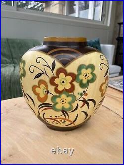 Ancien vase art déco en céramique signé Keramis Boch Frères Catteau