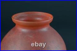 Ancien vase boule ART DECO signé MADO Paul DAUM rouge Pate de verre Glass 1930