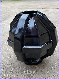 Ancien vase boule à facette saint clément france 9621 art déco / 19 x 19cm