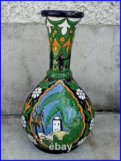 Ancien vase émaux 1930 céramique souvenir Alger art déco style longwy