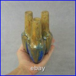Ancien vase en grés Art-nouveau Art-déco METENIER Cristallisations bleues
