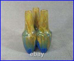 Ancien vase en grés Art-nouveau Art-déco METENIER Cristallisations bleues