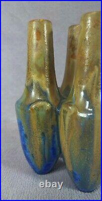 Ancien vase en grés Art-nouveau Art-déco METENIER Cristallisations bleues