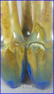 Ancien vase en grés Art-nouveau Art-déco METENIER Cristallisations bleues