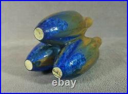 Ancien vase en grés Art-nouveau Art-déco METENIER Cristallisations bleues