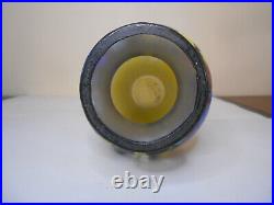 Ancien vase en pâte de verre émaillé fleur époque art déco vers 1925 signé Vicé