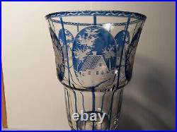 Ancien vase en verre bohème taillé art déco