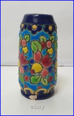 Ancien vase miniature emaux longwy 3002 made france art deco nouveau primavera