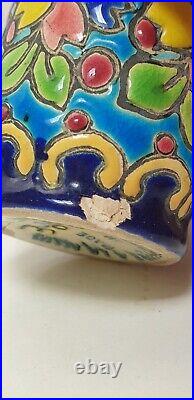 Ancien vase miniature emaux longwy 3002 made france art deco nouveau primavera