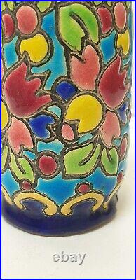 Ancien vase miniature emaux longwy 3002 made france art deco nouveau primavera